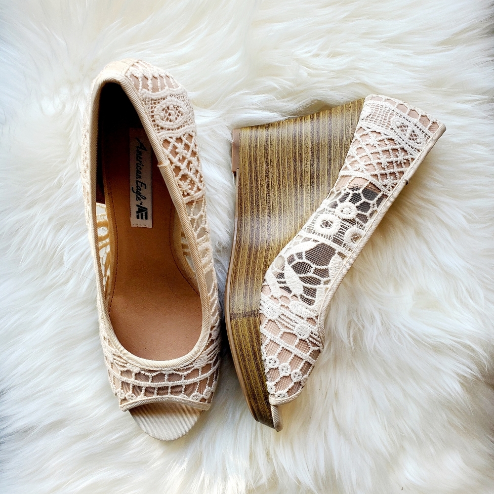 American Eagle Lace Wedge Heels